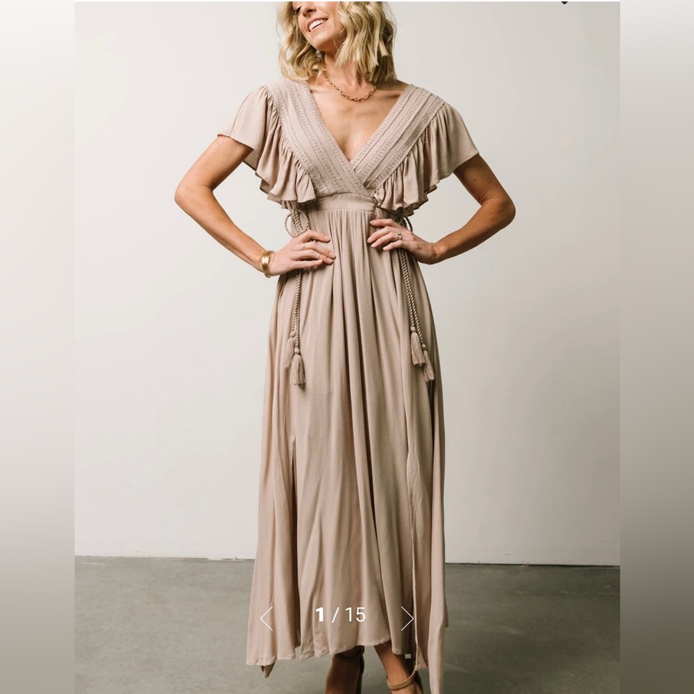NEW Baltic Born Jennifer Deep V Maxi Dress;Medium; Sand;Unworn in original bag